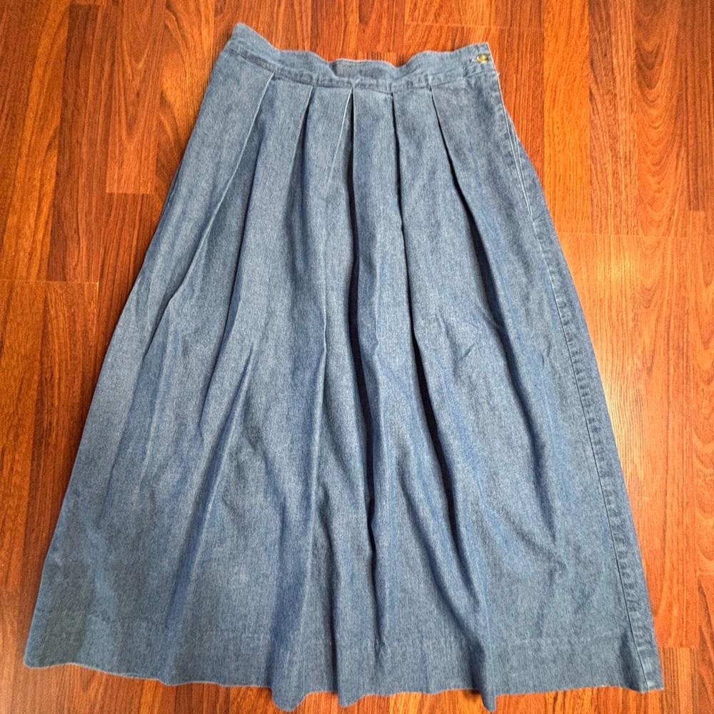 Vintage Bushwacker Midi Jean Skirt Cotton A-line Size 8 Boho Western Cottagecore